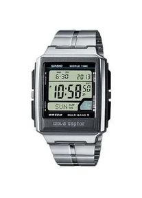 Funkchronograph Casio FUNK, silber (silberfarben), Armbanduhren, Kinder, Quarzuhr, Armbanduhr, Herrenuhr, Digitaluhr, Edelstahlarmband,Weltzeit