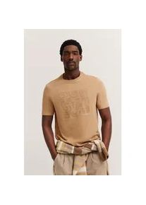 T-Shirt Bugatti "Modern Fit", Damen, Gr. M, beige (40, beige), 100% Baumwolle, bedruckt, normal, Rundhals, gerader Abschluss, Shirts T-Shirt, mit Logo-Print und Rundhals aus Baumwolle