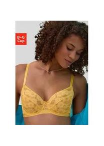 B&uuml;gel-BH Lascana, Damen, Gr. 70, Cup C, gelb (sonnengelb), Mesh, Obermaterial: 87% Polyamid, 9% Elasthan, 4% Polyester, BHs B&uuml;gel-BH, aus zarter, elastischer Jacquardspitze und feinem Mesh, sexy Dessous
