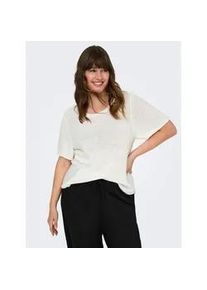 Kurzarmpullover Only CARMAKOMA "CARSUNNY S/S PULLOVER KNT NOOS", Damen, Gr. S, wei&szlig; (cloud dancer), Strick, Obermaterial: 55% Polyacryl, 45% Nylon, unifarben, regular fit normal, Rundhals, Pullover