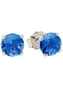 Paar Ohrstecker "Schmuck Geschenk Silber 925 Silberohrstecker", bunt (silberfarben, blau, blau), ANISTON JEWELRY & WATCHES, Ohrringe, Damen, 4mm, Silber 925 (Sterlingsilber), mit Zirkonia (synth.) oder Glasstein