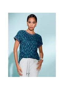 CR&Eacute;ATION L Kurzarmbluse CREATION L, Damen, Gr. 40, bunt (dunkelblau, salbei, bedruckt), 100% Viskose, bedruckt, gemustert, mehrfarbig, Rundhals, Blusen