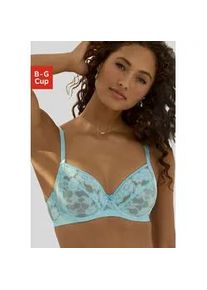 B&uuml;gel-BH Lascana, Damen, Gr. 100, Cup C, blau (t&uuml;rkis), Mesh, Obermaterial: 87% Polyamid, 9% Elasthan, 4% Polyester, BHs B&uuml;gel-BH, aus zarter, elastischer Jacquardspitze und feinem Mesh, sexy Dessous