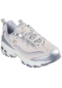 Sneaker Skechers "D'LITES-CHROMATIC", Damen, Gr. 38, silber (natur, silberfarben), Lederimitat, Textil, metallic, Schuhe Sneaker, Plateausneaker, Schn&uuml;rschuh mit Metallic Eins&auml;tzen