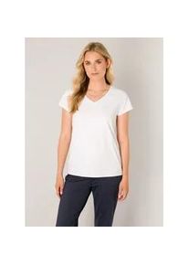 T-Shirt Base Level "Tilly", Damen, Gr. 40, wei&szlig;, Single Jersey, Obermaterial: 75% Polyamid, 25% Elasthan, unifarben, tailliert h&uuml;ftbedeckend, V-Ausschnitt, Shirts T-Shirt, mit V-Ausschnitt