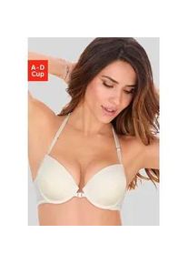 Push-up-BH s.Oliver "Fabienne", Damen, Gr. 70, Cup A, beige (creme), Spitze, Obermaterial: 46% Polyamid, 43% Polyester, 11% Elasthan, BHs Push-up-BH, mit B&uuml;gel und modischem Spitzenr&uuml;cken, Dessous