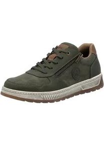 Sneaker Rieker, Herren, Gr. 45, gr&uuml;n (khaki, braun), Lederimitat, unifarben mit Farbeinsatz, Schuhe Sneaker, Freizeitschuh, Halbschuh, Schn&uuml;rschuh mit Kontrastbesatz