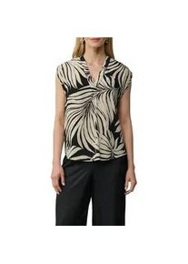 Kurzarmbluse s.Oliver BLACK LABEL, Damen, Gr. 40, schwarz (taupe, schwarz), Obermaterial: 100% Viskose, bedruckt, regular fit taillenbedeckt, V-Ausschnitt, Blusen, mit All-Over Print