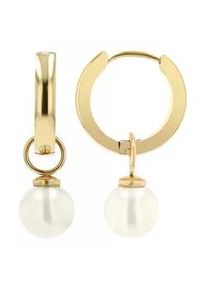 Adelia&acute;s Paar Creolen ADELIA ́S "Damen Creolen aus Edelstahl und Perle &Oslash; 5 mm", silber, Ohrringe, Damen, Damen, Edelstahl