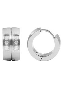 Adelia&acute;s Paar Creolen ADELIA ́S "Damen Creolen aus mattem Edelstahl und Strass &Oslash; 9 mm", silber, Ohrringe, Damen, Damen, Edelstahl