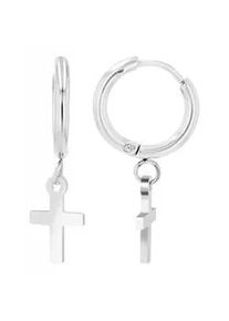Adelia&acute;s Paar Ohrh&auml;nger ADELIA ́S "Unisex Ohrh&auml;nger aus Edelstahl mit Kreuz - - &Oslash; 8 mm", silber, Ohrringe, Damen, Unisex, Edelstahl