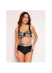 Bustier-Bikini-Top, Damen, Gr. 44, Cup C, beige (champagner, schoko, bedruckt), Elasthan, Polyamid, Bikini-Oberteile