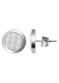 Adelia&acute;s Paar Ohrh&auml;nger ADELIA ́S "Damen Ohrstecker aus poliertem Edelstahl - Keramik &Oslash; 12 mm", silber, Ohrringe, Damen, Damen, Edelstahl