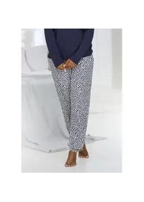 Pyjamahose Vivance DREAMS, Damen, Gr. 44/46, N-Gr, bunt (rosa, schwarz, gepunktet), Single Jersey, Obermaterial: 50% Baumwolle, 50% Viskose, gepunktet, Basic, slim fit lang, Hosen Pyjamahose, mit Allover-Muster
