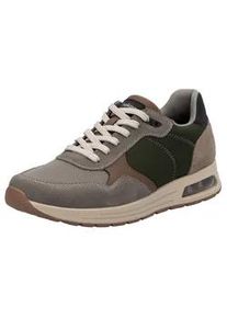 Sneaker Rieker, Herren, Gr. 42, beige (beige kombiniert), Lederimitat, Textil, Veloursleder, Schuhe Sneaker, Schn&uuml;rschuh, Halbschuh, Freizeitschuh mit gepolstertem Schaftrand