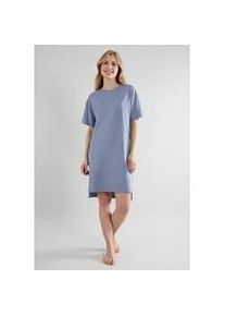 Nachthemd Tom Tailor "Charlotte", Damen, Gr. 36 (S), N-Gr, blau, Single Jersey, Obermaterial: 100% Baumwolle, bequem knielang, Rundhals, Kleider Nachthemd, mit Logo, Kurzarm, Rundhalsausschnitt, hautfreundlich, atmungsaktiv