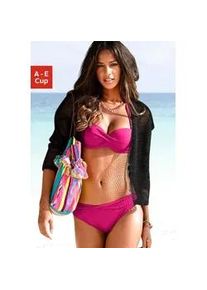 Bandeau-Bikini-Top s.Oliver "Spain", Damen, Gr. 36, Cup C, pink, Microfaser, Microfaser, unifarben, Bikini-Oberteile, in unifarben mit Wickeloptik