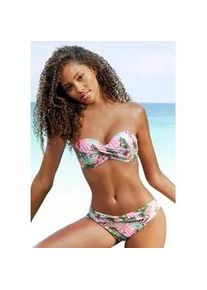 B&uuml;gel-Bandeau-Bikini-Top s.Oliver "Azalea", Damen, Gr. 44, Cup E, rosa (rose, bedruckt), Microfaser, Microfaser, Recycling-Polyamid, floral, Bikini-Oberteile, im tropischen Druck