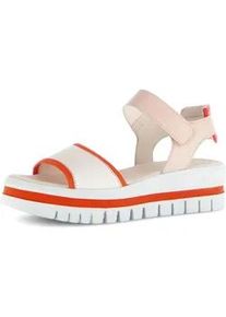 Keilsandalette Gabor, Damen, Gr. 41, beige (creme, ros&eacute;, rot), Glattleder, kontrastfarbene Details, Schuhe, Plateau, Riemchensandale, Sommerschuh mit Fersenpolsterung