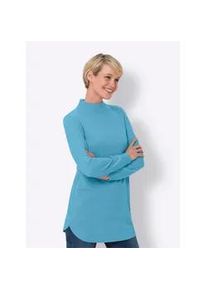 Longpullover Classic Basics "Longpullover", Damen, Gr. 40, blau (aqua), 100% Polyacryl, unifarben, Pullover Longpullover