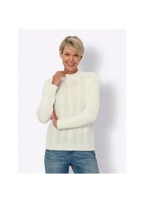 Strickpullover Classic Basics "Stehkragen-Pullover", Damen, Gr. 54, beige (ecru), 100% Polyacryl, unifarben, Pullover Strickpullover