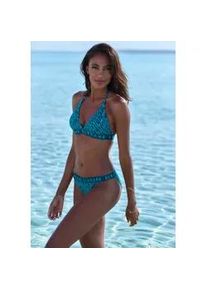 Triangel-Bikini ELBSAND, Damen, Gr. 42, Cup A/B, gr&uuml;n (petrol bedruckt), Recycling-Polyamid, Bikini-Sets Triangel-Bikini, mit Markenschriftzug