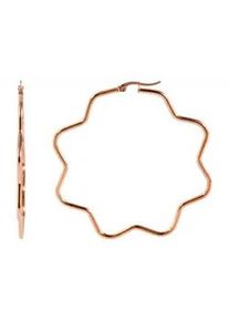 Adelia&acute;s Paar Creolen ADELIA ́S "Damen Creolen aus poliertem Edelstahl mit Blume - - &Oslash; 65 mm", silber, Ohrringe, Damen, Damen, Edelstahl