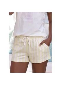 Pyjamashorts Vivance DREAMS, Damen, Gr. 32/34, N-Gr, wei&szlig; (gelb, wei&szlig;, gestreift), Single Jersey, Obermaterial: 100% Baumwolle, gestreift, Basic kurz, Hosen, mit zartem Streifenmuster