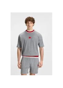 Sweatshirt HUGO UNDERWEAR "JAXON", Herren, Gr. XL, grau (medium grau 036), Sweatware, Obermaterial: 70% Baumwolle, 30% Polyester, meliert, relaxed fit, Rundhals, Sweatshirts Sweatshirt, kontrastfarbene Details, relaxed fit, kurze &Auml;rmel