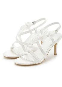 High-Heel-Sandalette Lascana "Riemchenschuh mit Absatz", Damen, Gr. 38, wei&szlig;, Obermaterial: 100% Textilmaterial. Futter: 100% Lederimitat. Laufsohle: 100% Synthetik, Schuhe, Romantische Sandalette, Sommerschuh