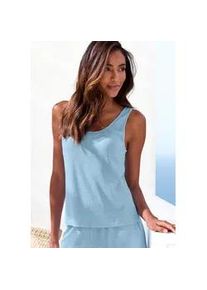 Pyjamaoberteil s.Oliver, Damen, Gr. 40/42, blau (hellblau, meliert), Rippware, Obermaterial: 92% Modal (TENCELTM), 8% Elasthan, meliert, Basic, figurbetont h&uuml;ftlang, tiefer Rundhals, Shirts, in elastischer Rippware