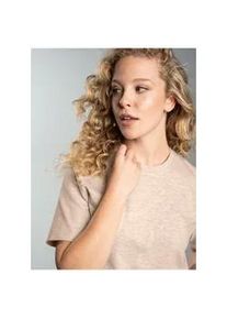 T-Shirt TRIGEMA "TRIGEMA T-Shirt DELUXE Baumwolle", Damen, Gr. 4XL, beige (sand, melange), Single Jersey, 100% Baumwolle, Basic, lang, Rundhals, Shirts T-Shirt
