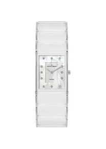 Keramikuhr Jacques Lemans "Dublin", wei&szlig; (wei&szlig;, silberfarben), Armbanduhren, Damen, Quarzuhr, Armbanduhr, Damenuhr, Perlmutt-Zifferblatt,Keramikarmband