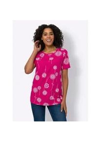 Longshirt Classic Basics "Longshirt", Damen, Gr. 54, pink (pink, wei&szlig;, bedruckt), 100% Baumwolle, gemustert, mehrfarbig, Rundhals, Shirts Longshirt