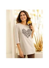 Longshirt Classic Basics "Longshirt", Damen, Gr. 42, braun (sand, schoko), 100% Baumwolle, bedruckt, gemustert, mehrfarbig, Rundhals, Shirts Longshirt