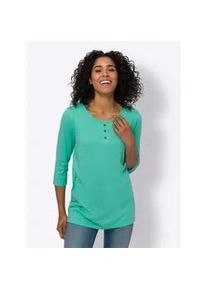 Longshirt Classic Basics "Longshirt", Damen, Gr. 54, gr&uuml;n (blaugr&uuml;n, meliert), 65% Polyester, 35% Baumwolle, meliert, Rundhals, Shirts Longshirt