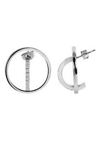 Adelia&acute;s Paar Ohrh&auml;nger ADELIA ́S "Damen Ohrstecker aus Edelstahl und Strass &Oslash; 23 mm", wei&szlig;, Ohrringe, Damen, Damen, Edelstahl