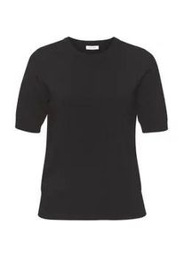 Kurzarmpullover Lascana, Damen, Gr. 40/42, schwarz, Feinstrick, Obermaterial: 70% Viskose, 30% Polyamid, unifarben, Basic, figurumspielend h&uuml;ftlang, Rundhals, Pullover, in Feinstrick-Qualit&auml;t, T-Shirt Pullover, basic