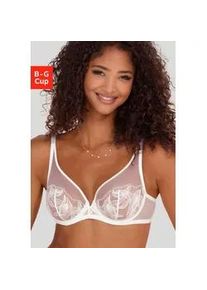 B&uuml;gel-BH Lascana "Gabriella", Damen, Gr. 85, Cup G, beige (creme), Spitze, Obermaterial: 80% Polyamid, 15% Elasthan, 5% Polyester, BHs B&uuml;gel-BH, mit hauchzarter Stickerei, transparente Unterw&auml;sche