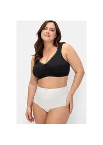 Entlastungs-BH sheego, Damen, Gr. 11,5, Cup C, schwarz (schwarz, wei&szlig;), 95% Baumwolle, 5% Elasthan, Netzmaterial:100% Polyamid, BHs Entlastungs-BH