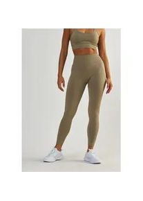 Trainingstights BESHAPED "Sportschool koningin", Damen, Gr. XL, US-Gr&ouml;&szlig;en, grau (taupe), 90% Nylon, 10% Elasthan, unifarben, lang, Hosen, mit hohem Bund