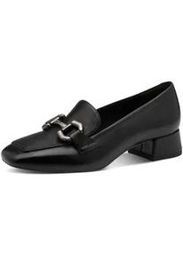 Pumps Tamaris, Damen, Gr. 38, schwarz, Leder, unifarben, Schuhe Pumps, Blockabsatz, Slipper, Businessschuh mit Zierriegel, Schmuckelement