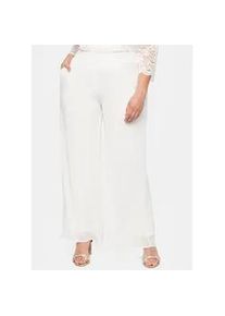 Schlupfhose sheego, Damen, Gr. 46, Normalgr&ouml;&szlig;en, wei&szlig; (sanftes wei&szlig;), 100% Polyester, unifarben, Hosen Schlupfhose