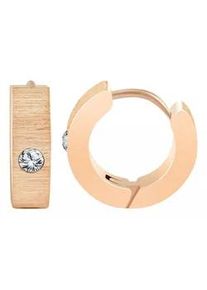 Adelia&acute;s Paar Creolen ADELIA ́S "Damen Creolen aus poliertem Edelstahl und Strass &Oslash; 9 mm", wei&szlig;, Ohrringe, Damen, Damen, Edelstahl