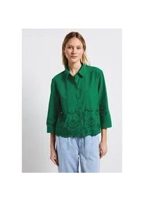 Hemdbluse Street One, Damen, Gr. 42, gr&uuml;n (glowing gr&uuml;n), Web, 100% Baumwolle, unifarben, klassisch normal, V-Ausschnitt, B&uuml;ndchen, Blusen Hemdbluse, aus reiner Baumwolle