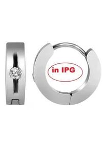 Adelia&acute;s Paar Creolen ADELIA ́S "Damen Creolen aus poliertem Edelstahl und Strass &Oslash; 5 mm", wei&szlig;, Ohrringe, Damen, Damen, Edelstahl