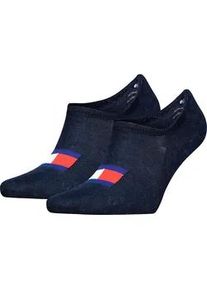 F&uuml;&szlig;linge Tommy Hilfiger "TH UNI TJ FOOTIE 2P FLAG", Herren, Gr. 39-42, blau (schwarz navy), Baumwollmischung, Socken, Mit gro&szlig;em Flag-Label vorn