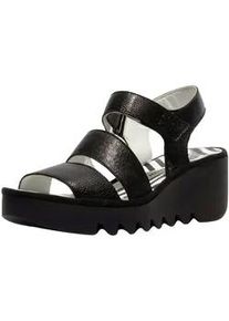Keilsandalette Fly London "Fly London Sandalen Leder", Damen, Gr. 37, schwarz, Leder, Schuhe