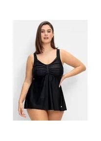 Tankini-Top sheego, Damen, Gr. 48, Cup D, schwarz, Elasthan, Polyamid, Bikini-Oberteile