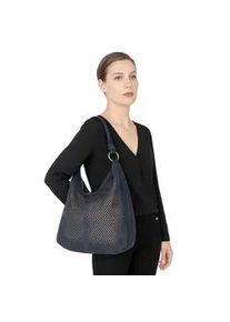 Schultertasche "Midnight Luxe", Damen, Gr. B/H/T: 49cm x 39cm x 8cm onesize, blau, Leder, Collezione Alessandro, Taschen Schultertasche, aus Leder mit Laser-Lochung